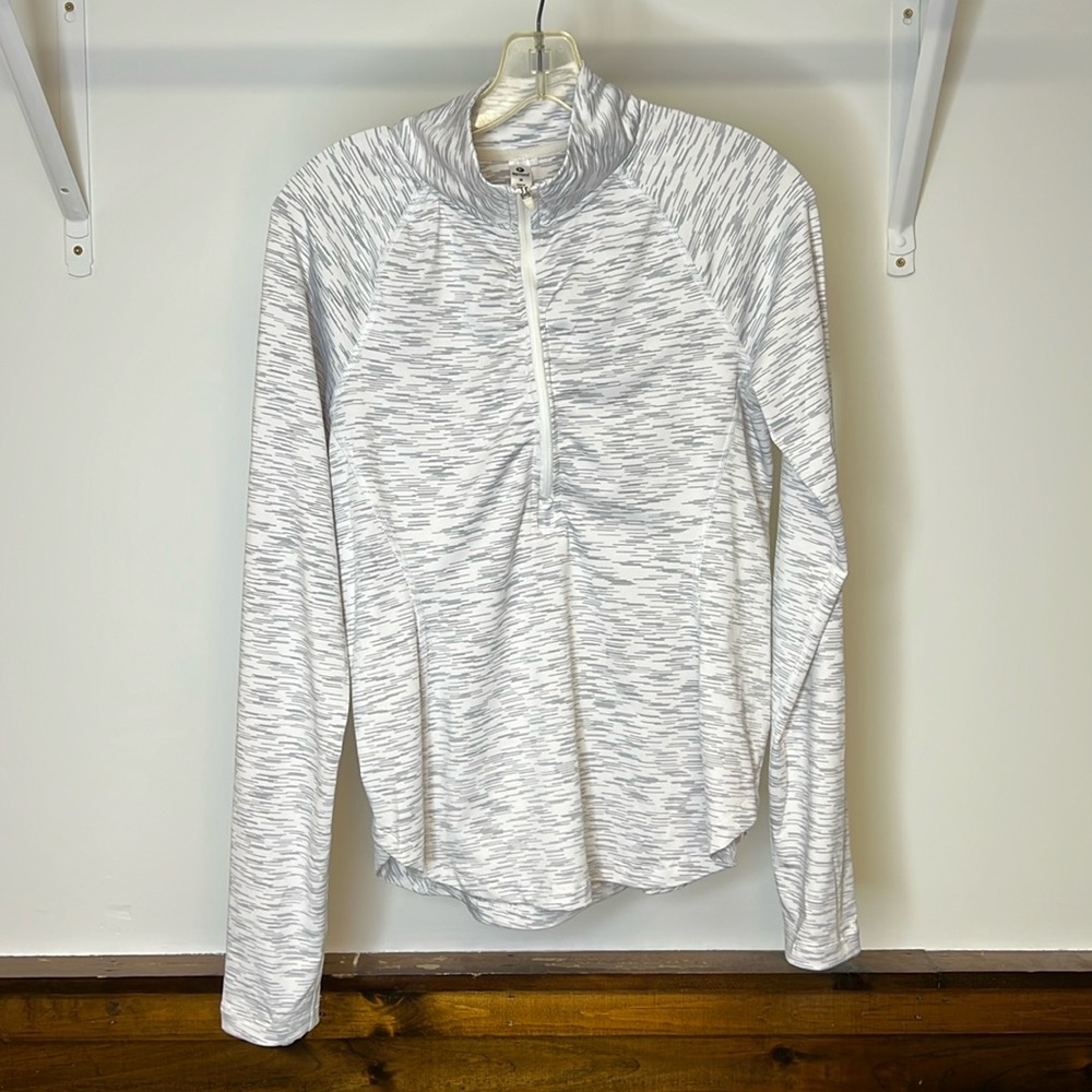 90 Degree by Reflex White & Gray 1/4‎ Workout Top- M